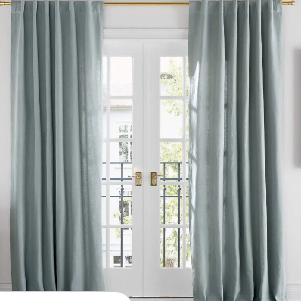 CRATE & BARREL EUROPEAN FLAX CERTIFIED LINEN LINED DRAPERY SET OF 2 - 52 x …